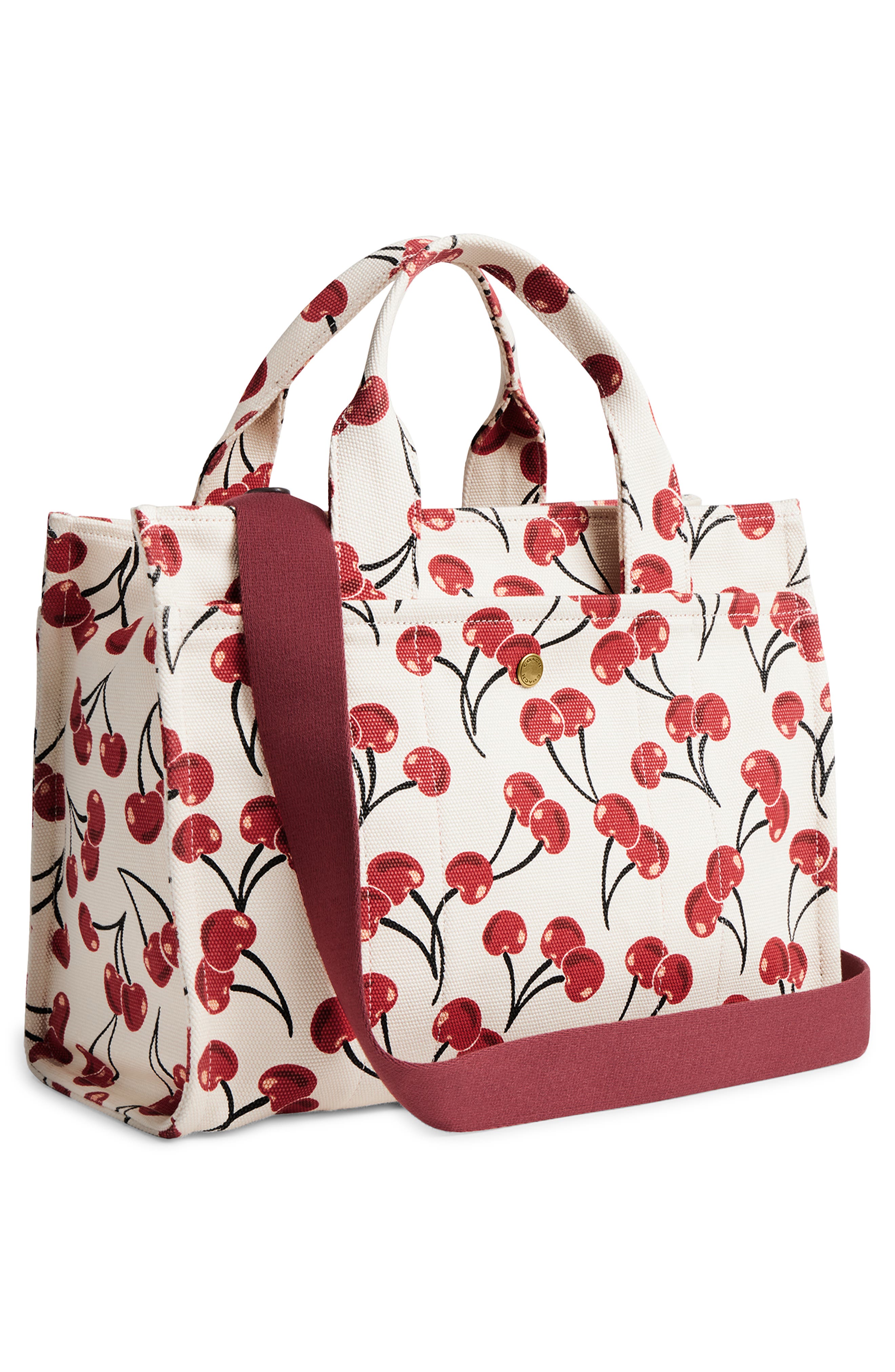 COACH Cherry Print Canvas Cargo Tote, Alternate, color, 