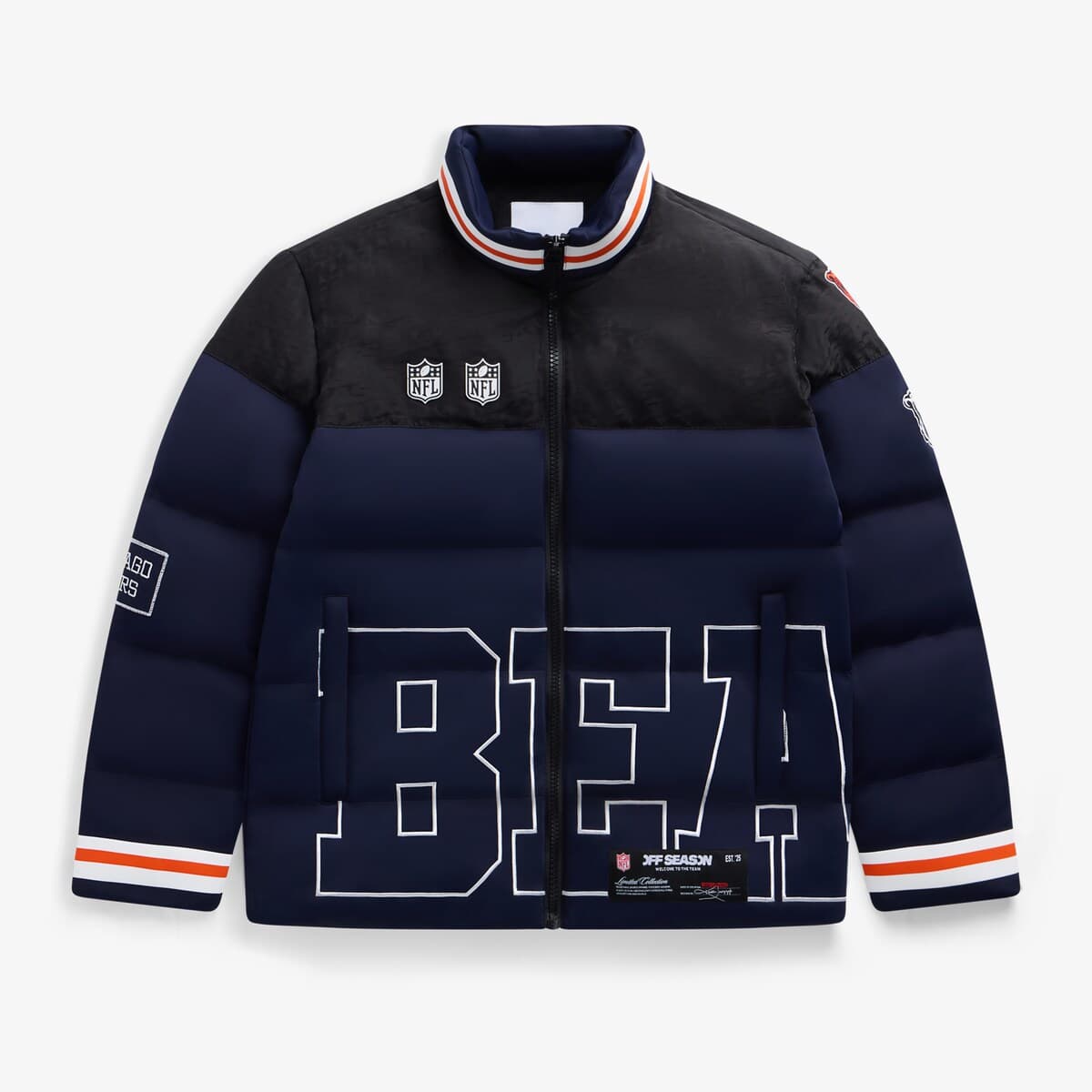Unisex Navy Chicago Bears Team Puffer Jacket