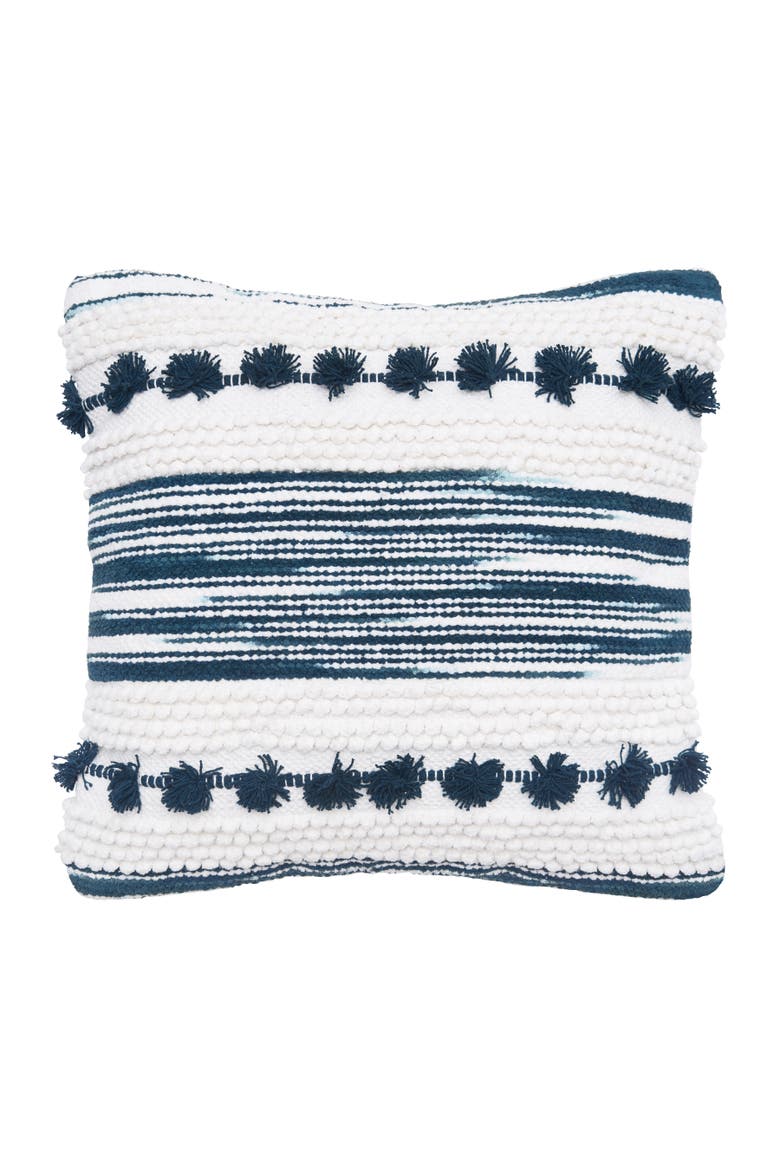 Oriana Tufted Textured Cotton Decorative Throw Pillow, Main, color, Blue