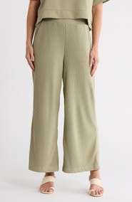 Adrianna Papell Ottoman Rib Wide Leg Crop Pants