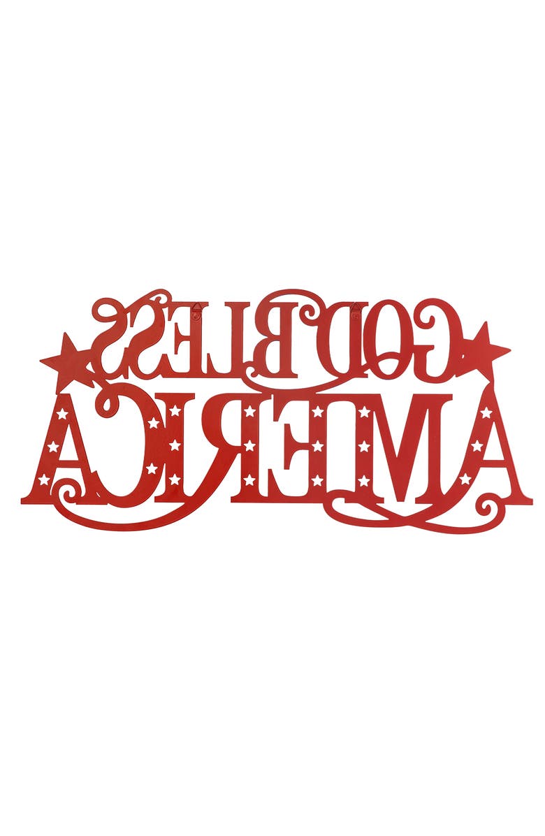 Glitzhome Patriotic Americana Metal GOD BLESS AMERICA Wall Decor, Alternate, color, 