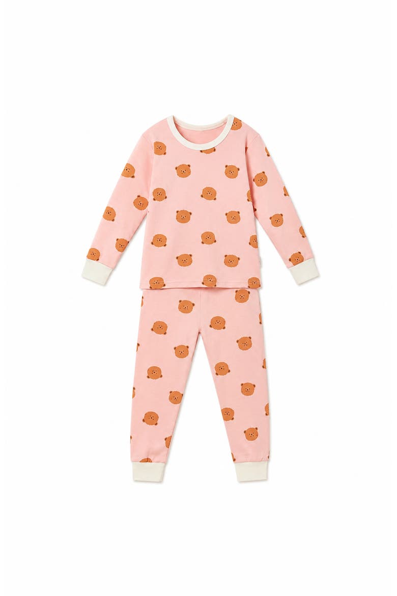 Kid's Teddy Bear Long Sleeve Loungewear Set, Main, color, Pink
