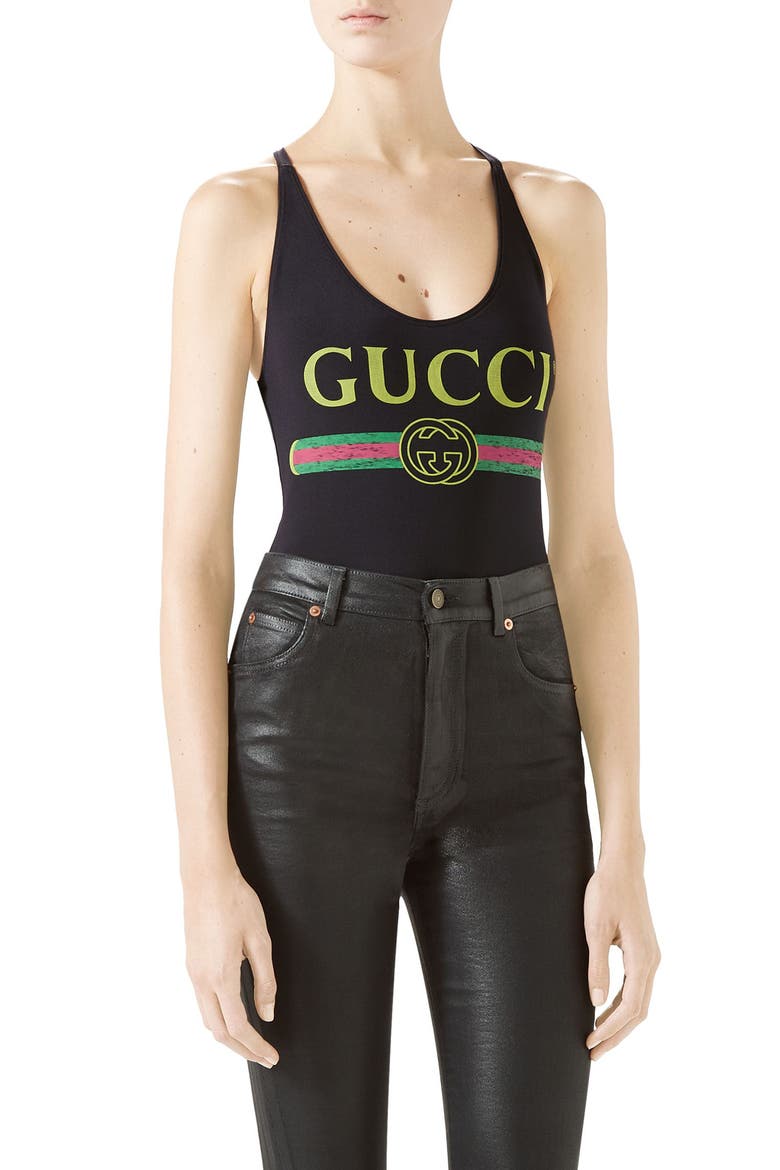Logo One-Piece Swimsuit, Main, color, BLACK/ MULTICOLOR