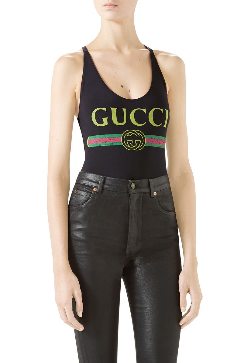 Gucci Logo One-Piece Swimsuit, Main, color,