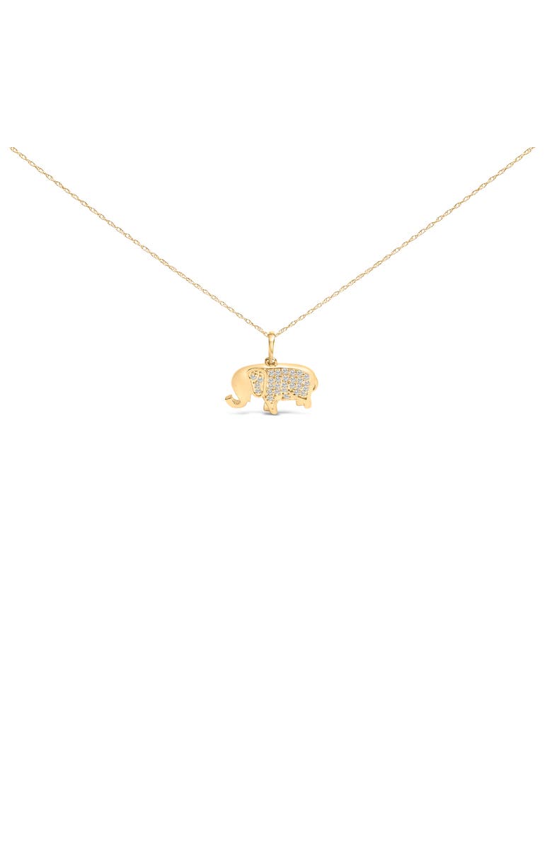 Haus of Brilliance 10K Yellow Gold 1/5 Cttw Diamond Elephant Pendant Necklace, Main, color, Yellow Gold