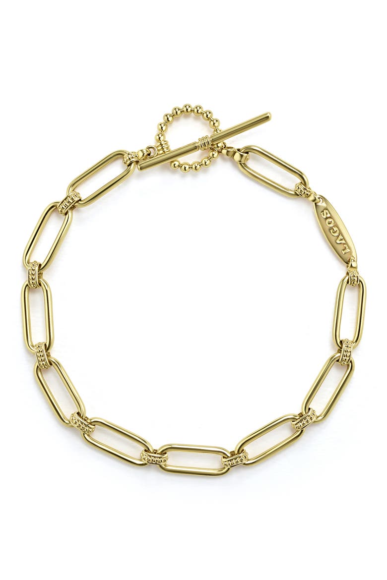 Signature Caviar Link Bracelet, Alternate, color, GOLD