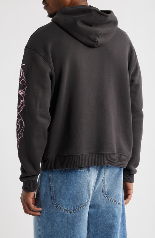 Elwood Line Work Graphic Hoodie In Vintage Black