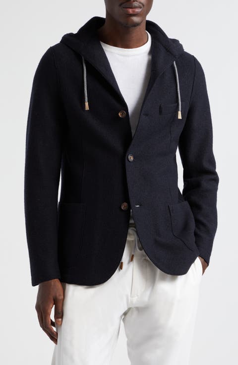 Boiled Wool Hooded Sport Coat