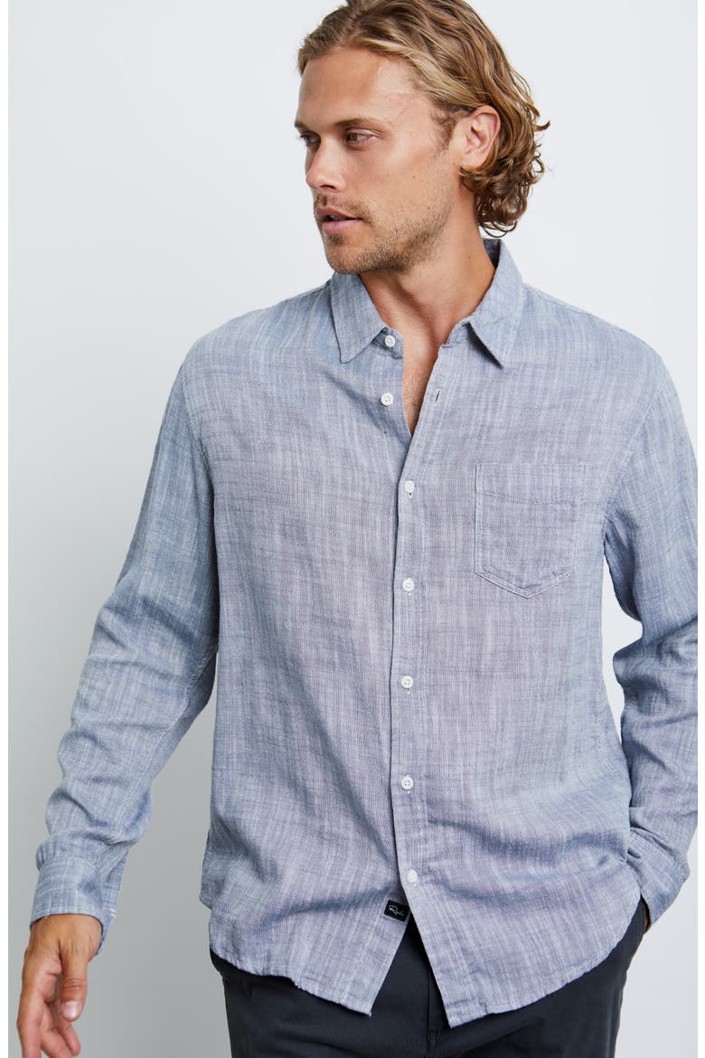 Wyatt Cotton Button-Up Shirt, Alternate, color, NAVY CHAMBRAY