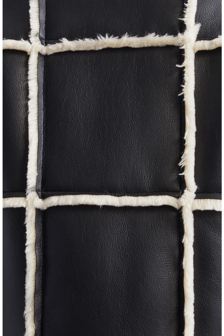 Isabella Faux Shearling & Faux Leather Jacket, Alternate, color, BLACK/ OFF WHITE