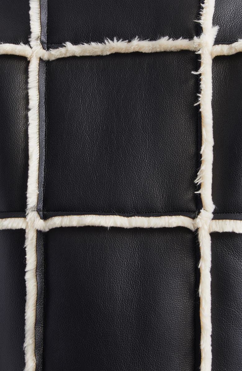Stand Studio Isabella Faux Shearling & Faux Leather Jacket, Alternate, color, Black/ Off White