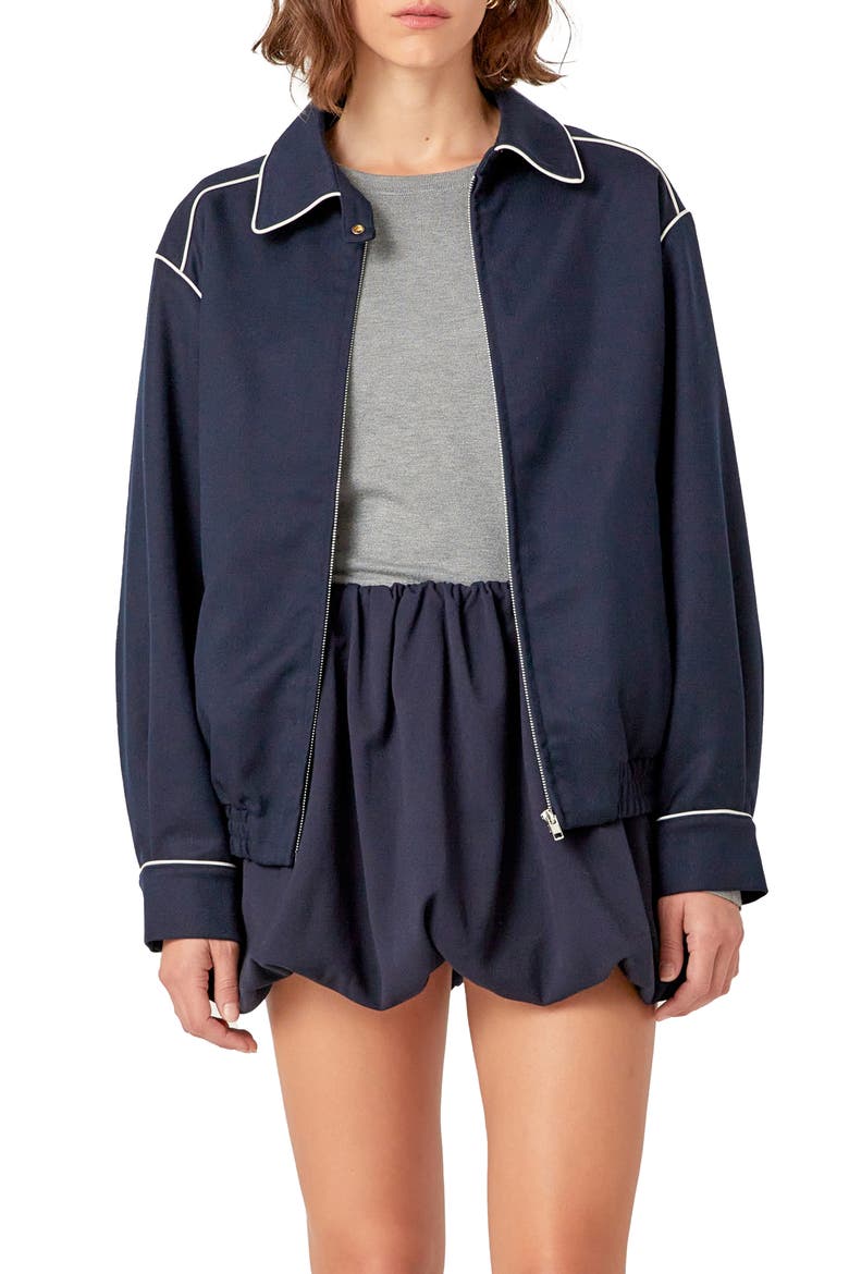Contrast Piping Jacket, Main, color, NAVY