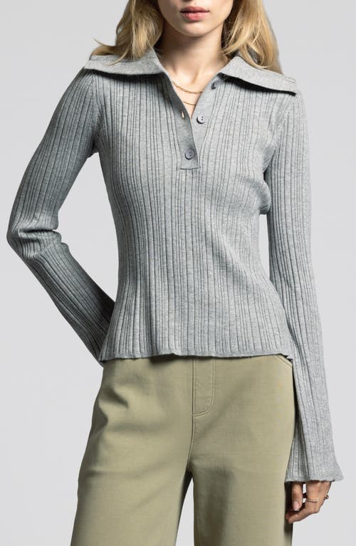 Weekend Los Angeles Marisa Ribbed Polo Sweater In Heather Grey