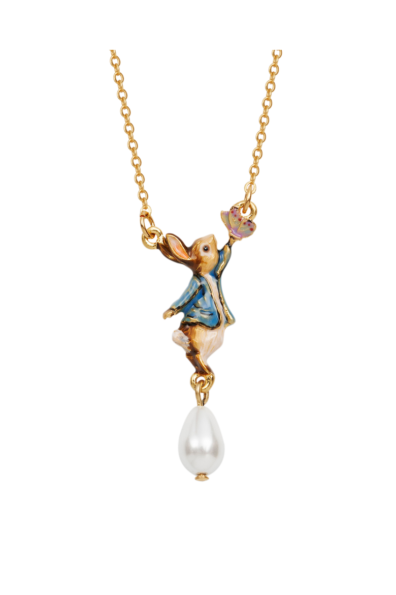 x Peter Rabbit Butterfly Pearl Drop Necklace, Alternate, color, Gold