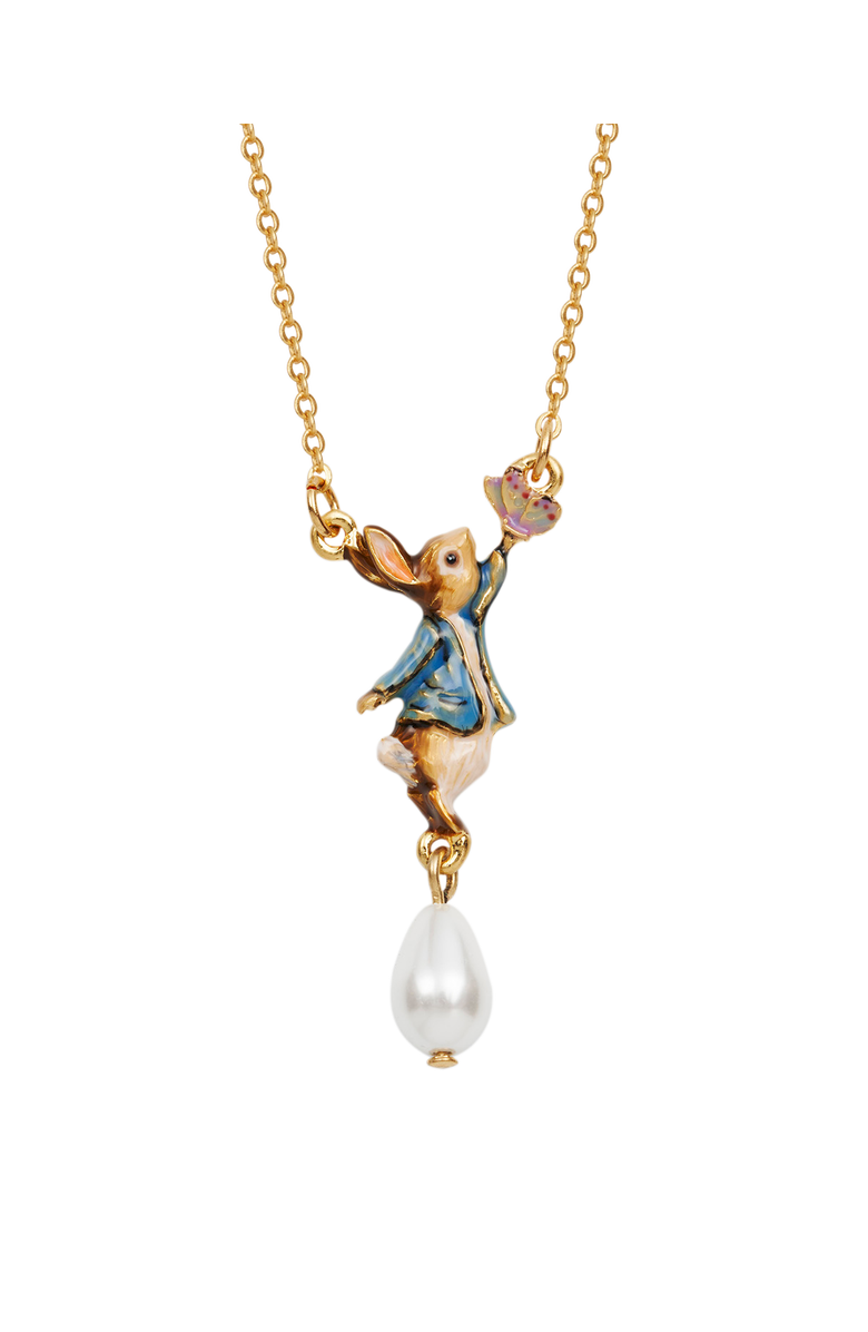 Fable England x Peter Rabbit Butterfly Pearl Drop Necklace, Alternate, color, Gold