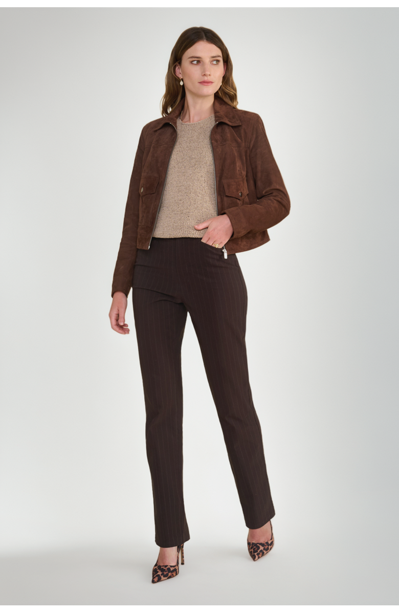 Furniq UK Isabella Suede Jacket, Alternate, color, Brown