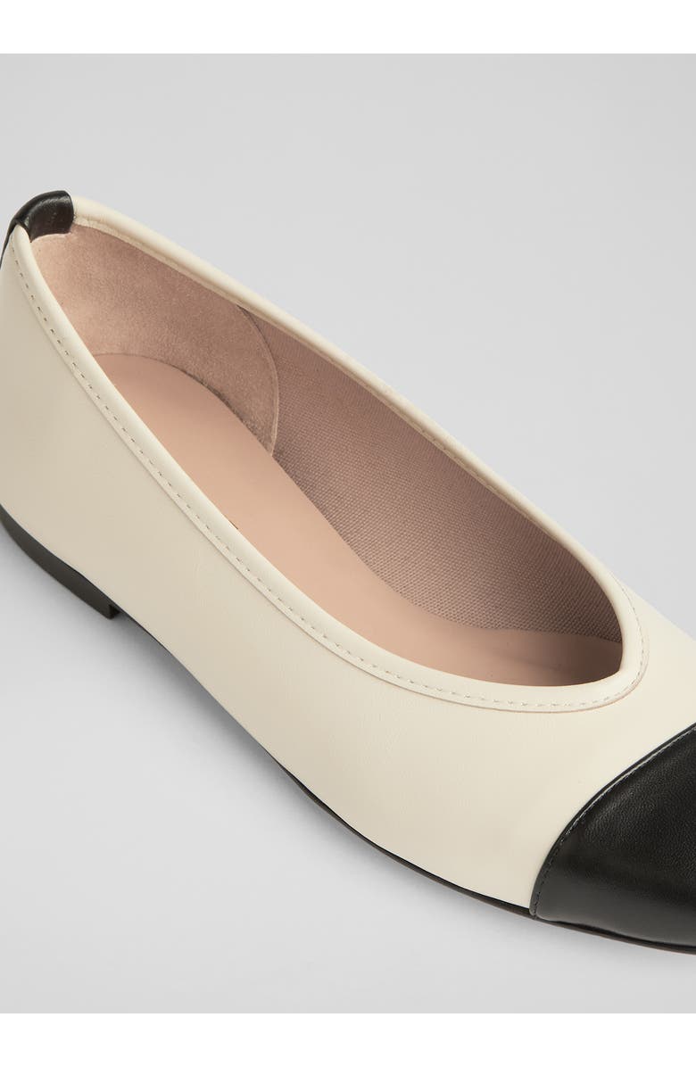 LK Bennett Hanna Cap Toe Ballet Flat, Alternate, color, Cream/ Black