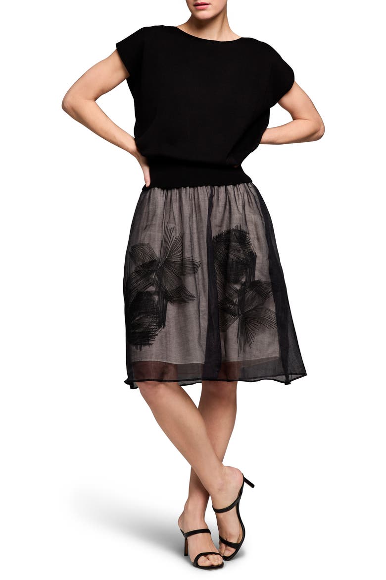 Embroidered Mesh Skirt, Alternate, color, BLACK MULTI