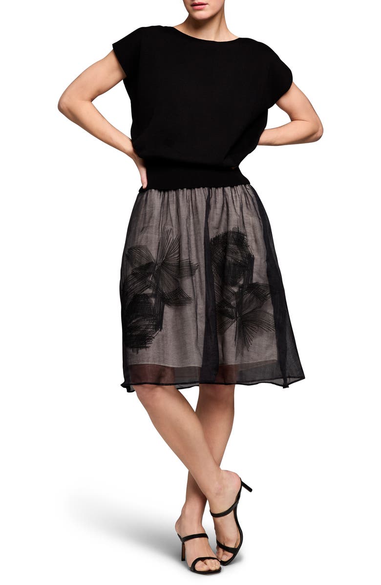 NIC+ZOE Embroidered Mesh Skirt, Alternate, color, Black Multi