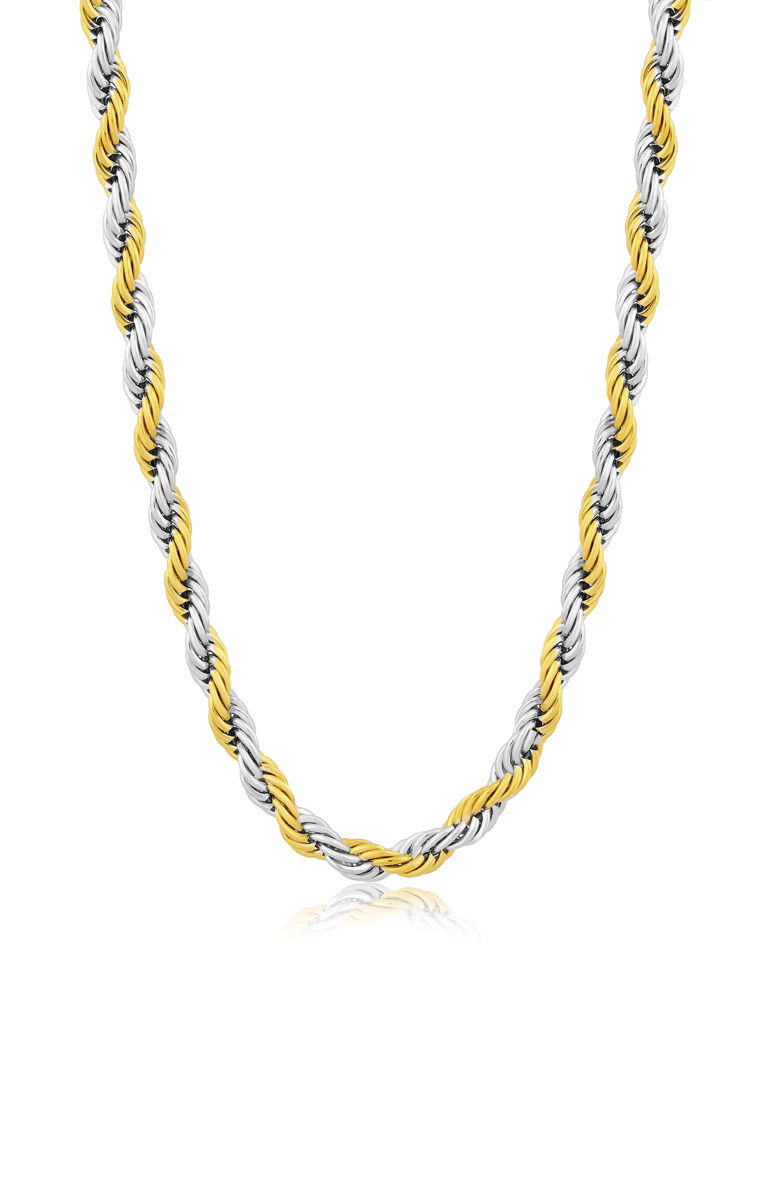 Men's Two Tone Rope Chain Necklace