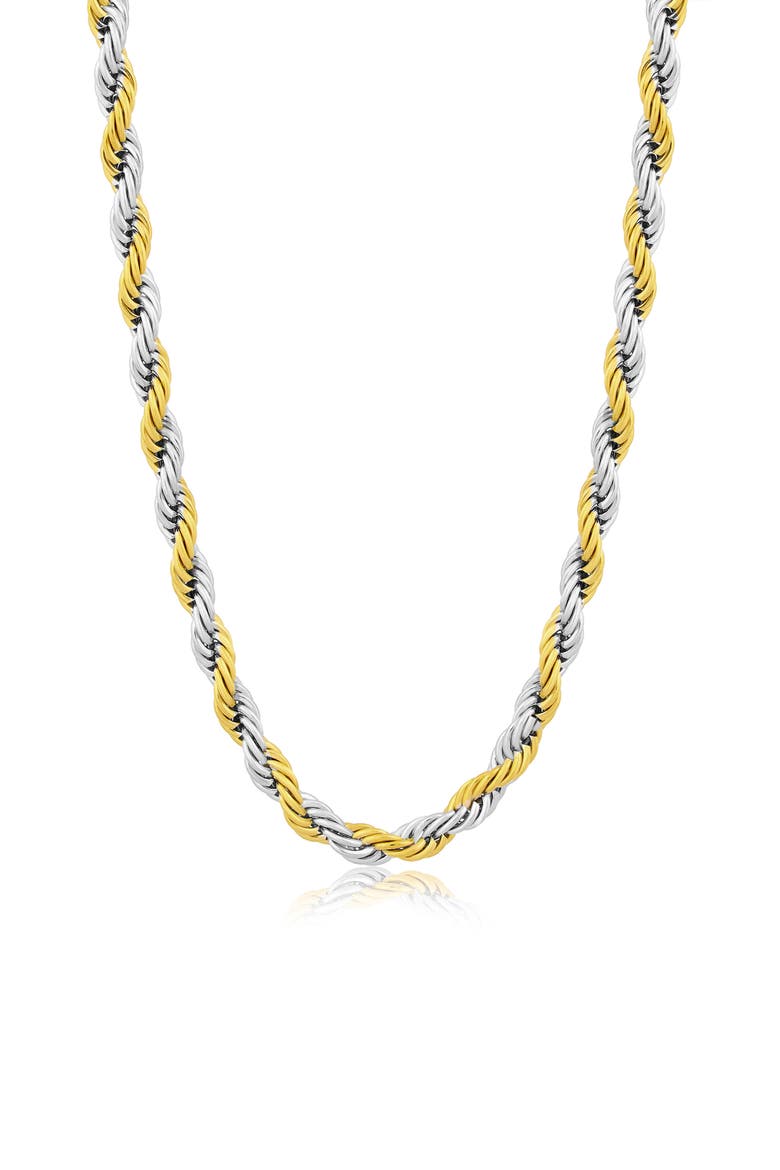 Men's Two Tone Rope Chain Necklace, Main, color, TWO-TONE