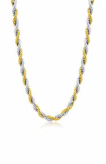 Men's Two Tone Rope Chain Necklace