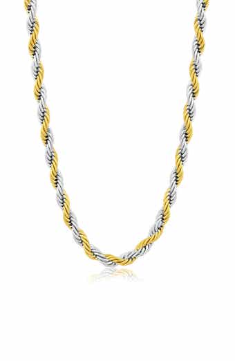 Men's Two Tone Rope Chain Necklace