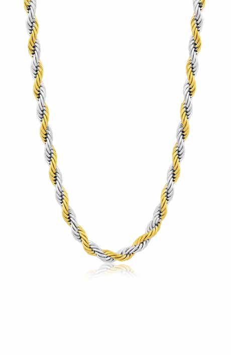 Men's Two Tone Rope Chain Necklace