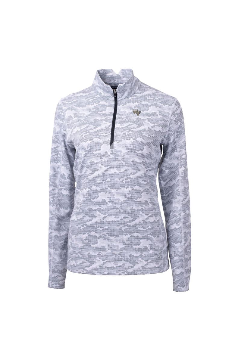 Cutter & Buck Women's Cutter & Buck Charcoal Wake Forest Demon Deacons Traverse Camo Quarter-Zip Pullover Top, Alternate, color,