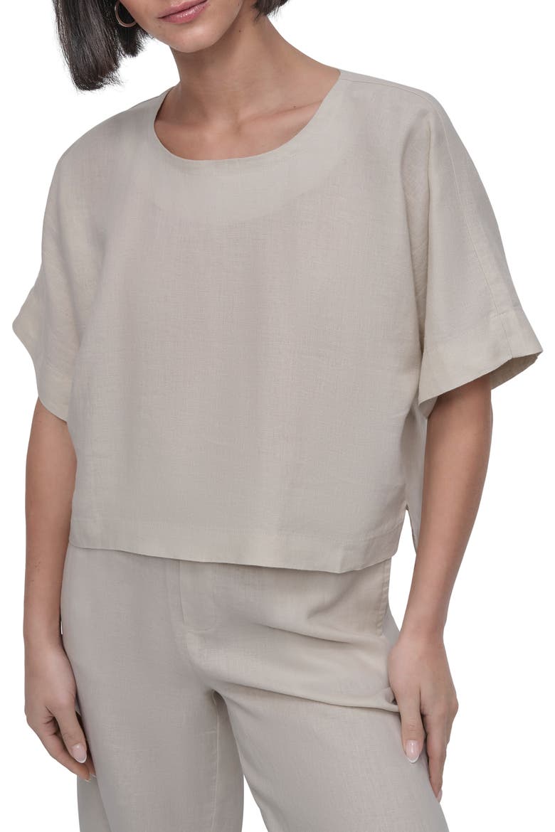 Drop Shoulder Boxy Linen Top, Main, color, NATURAL