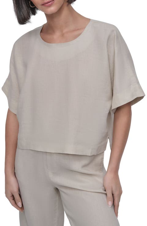 Drop Shoulder Boxy Linen Top