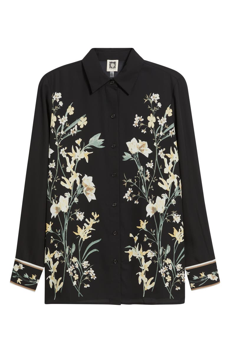 Anne Klein Floral Button-Up Shirt, Main, color, Anne Black Multi