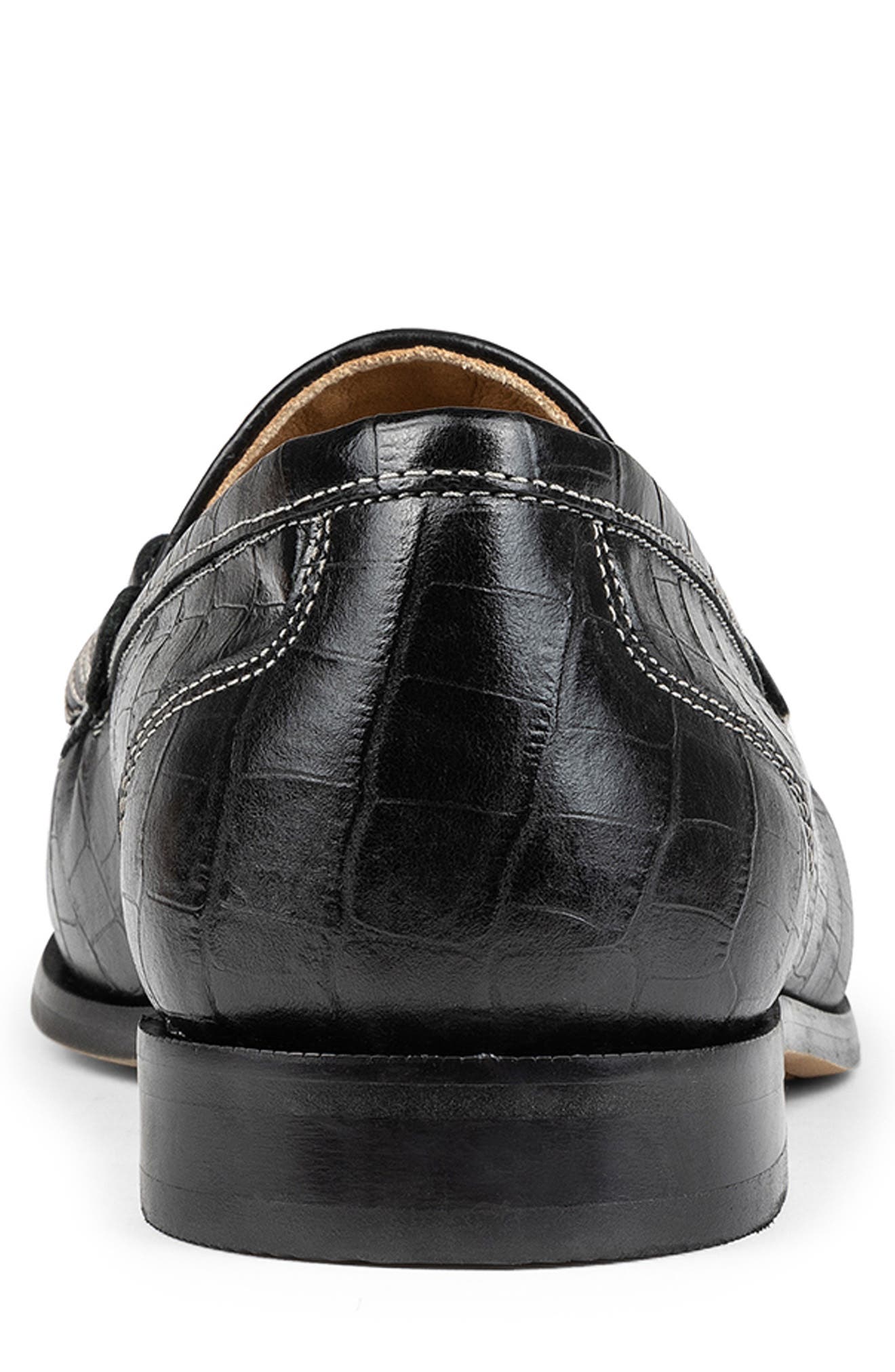 Donald Pliner Croc Embossed Bit Loafer, Alternate, color, Black