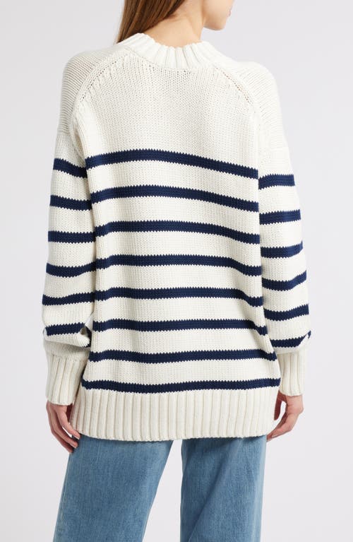 Rails Penny Stripe V-neck Cotton Sweater In Multi