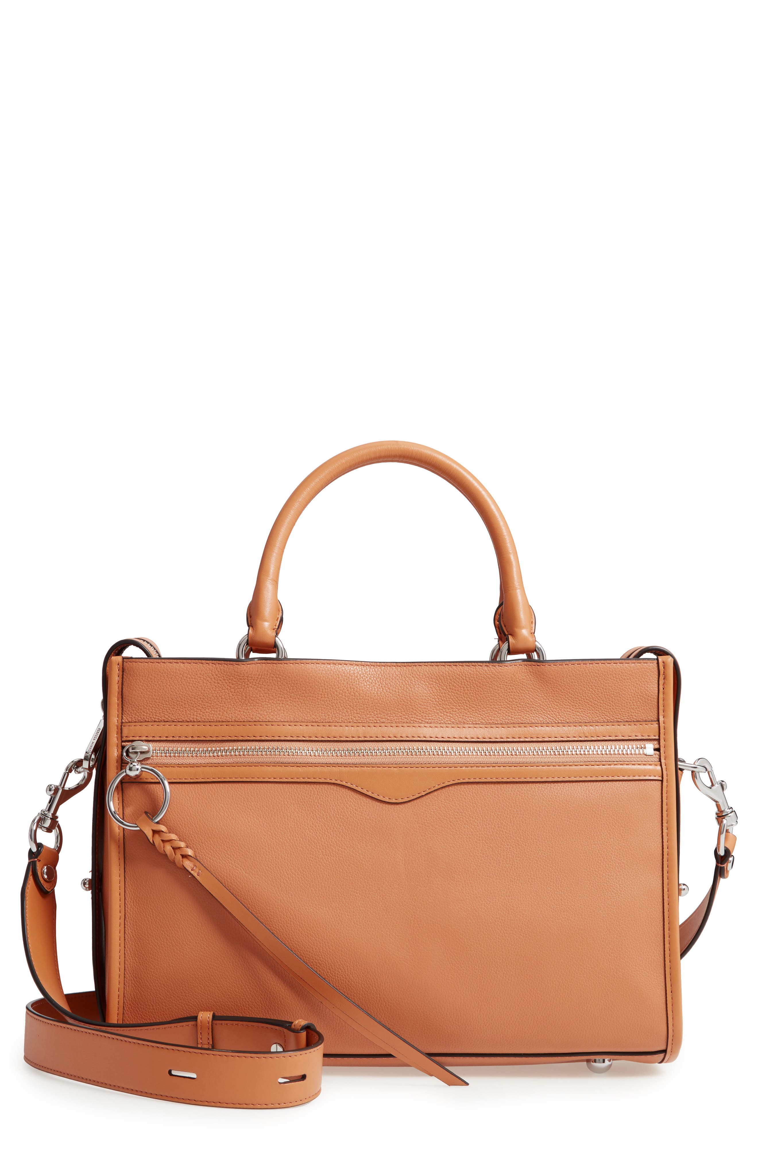 Bedford Zip Leather Satchel, Main, color, HONEY