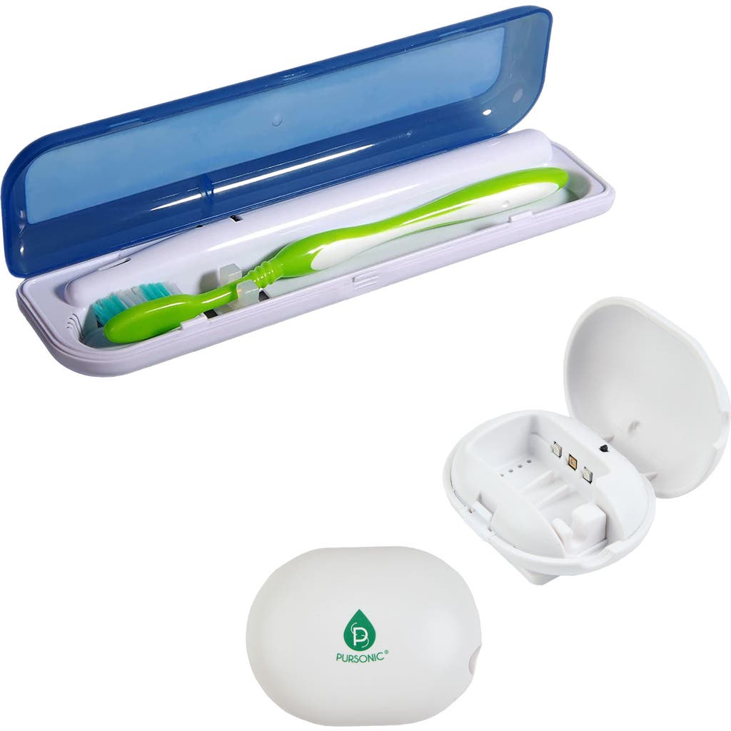 Pursonic Uv Toothbrush Sanitizer & Portable Toothbrush Sterilizer Bundle In White