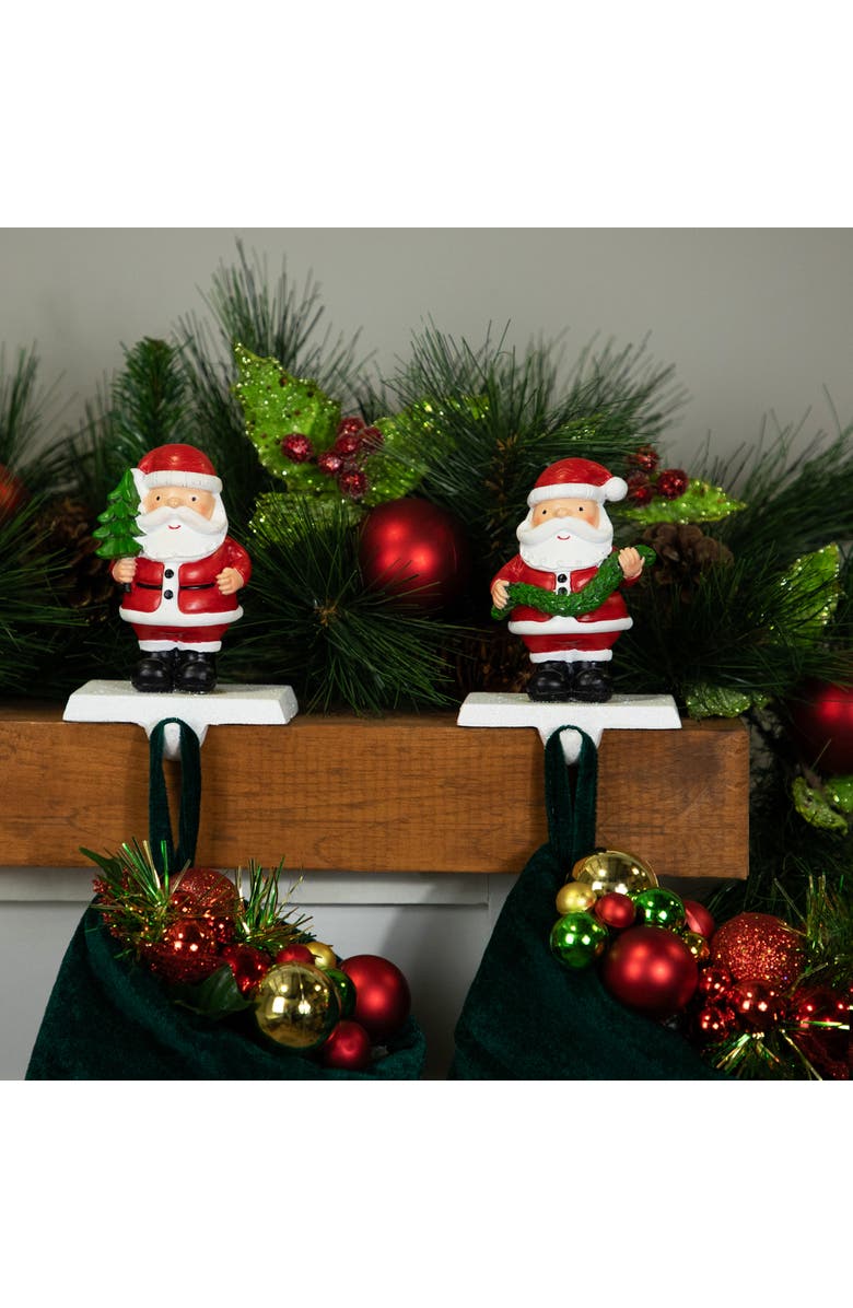 Northlight Santa Claus Christmas Stocking Holders - 4.75" - Set of 2, Alternate, color, Red