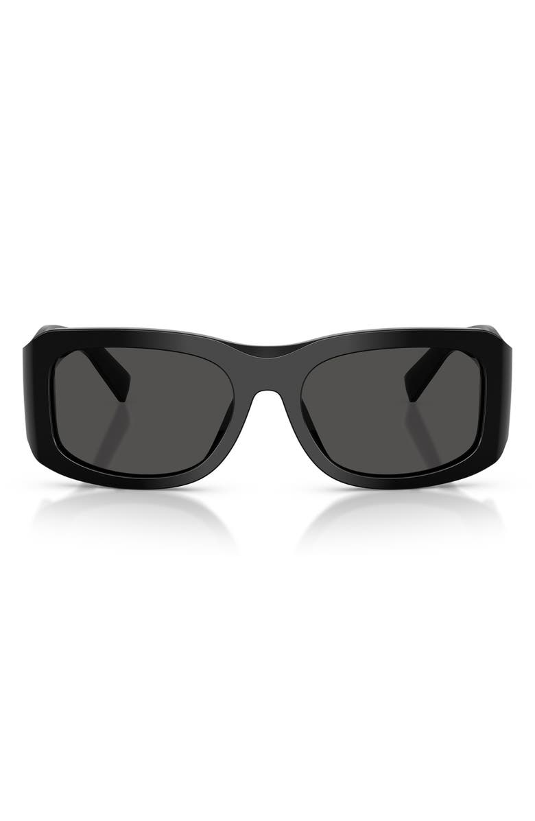 Dolce&Gabbana 57mm Rectangular Sunglasses, Main, color, Black / Dark Grey