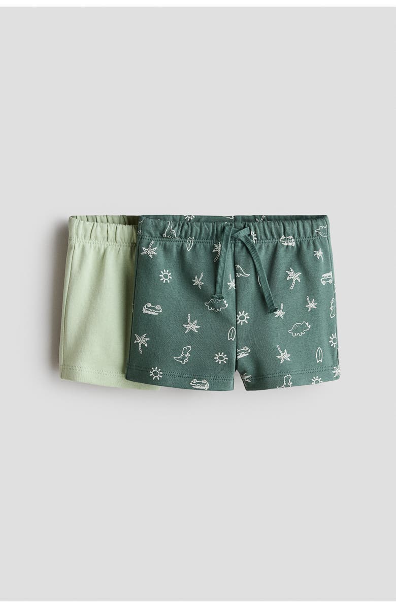 H&M 2-pack Sweatshorts, Main, color, Light Green/Palm Trees