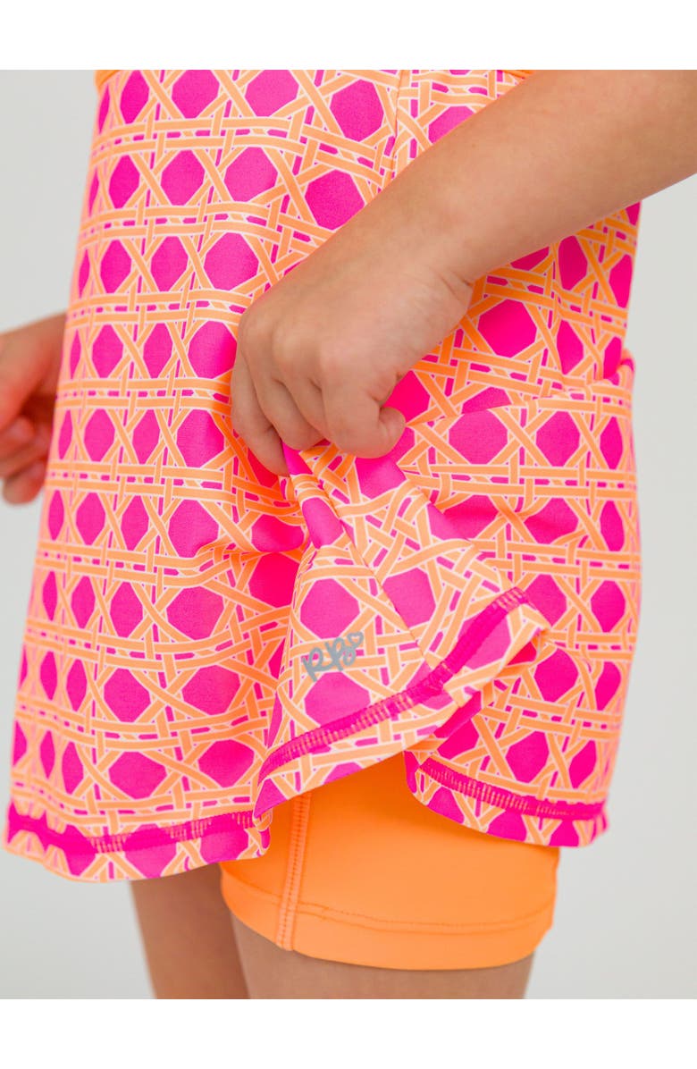 RuffleButts Girls Sleeveless Zip Ruffle Sleeve UPF50+ Active Dress, Alternate, color, Neon Sherbet Cane