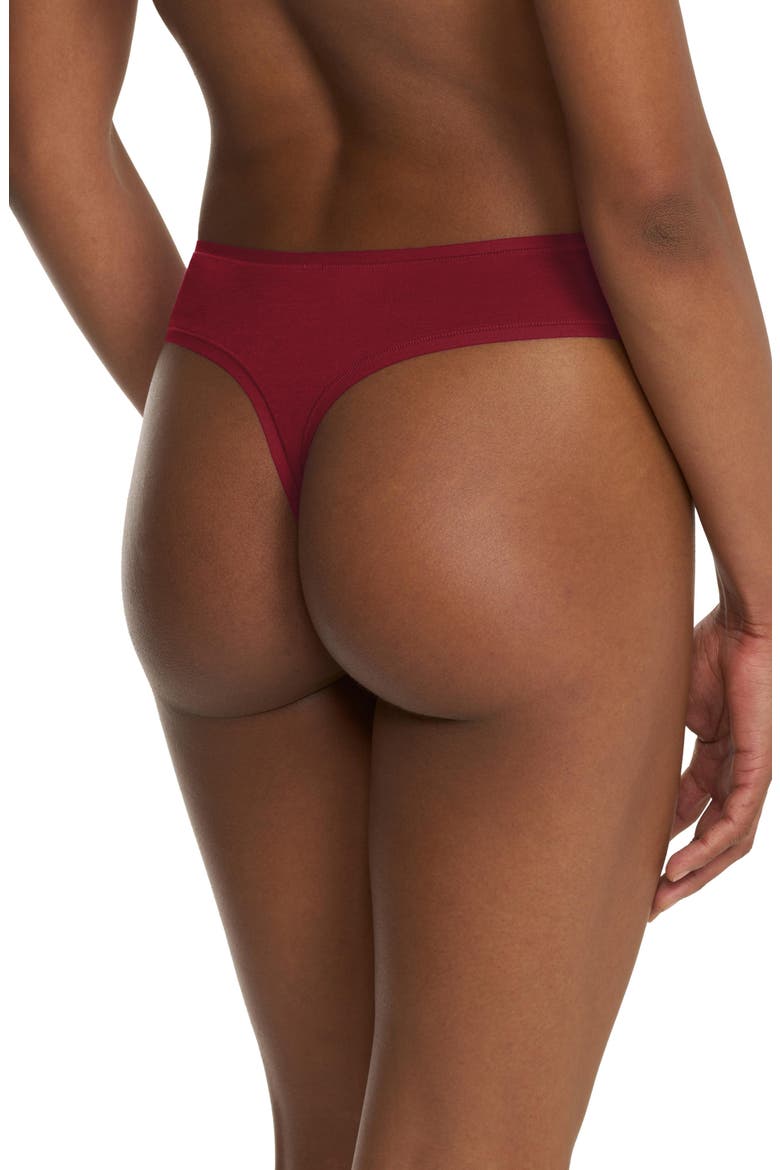 Bliss Bare Cotton Thong, Alternate, color, DK RED
