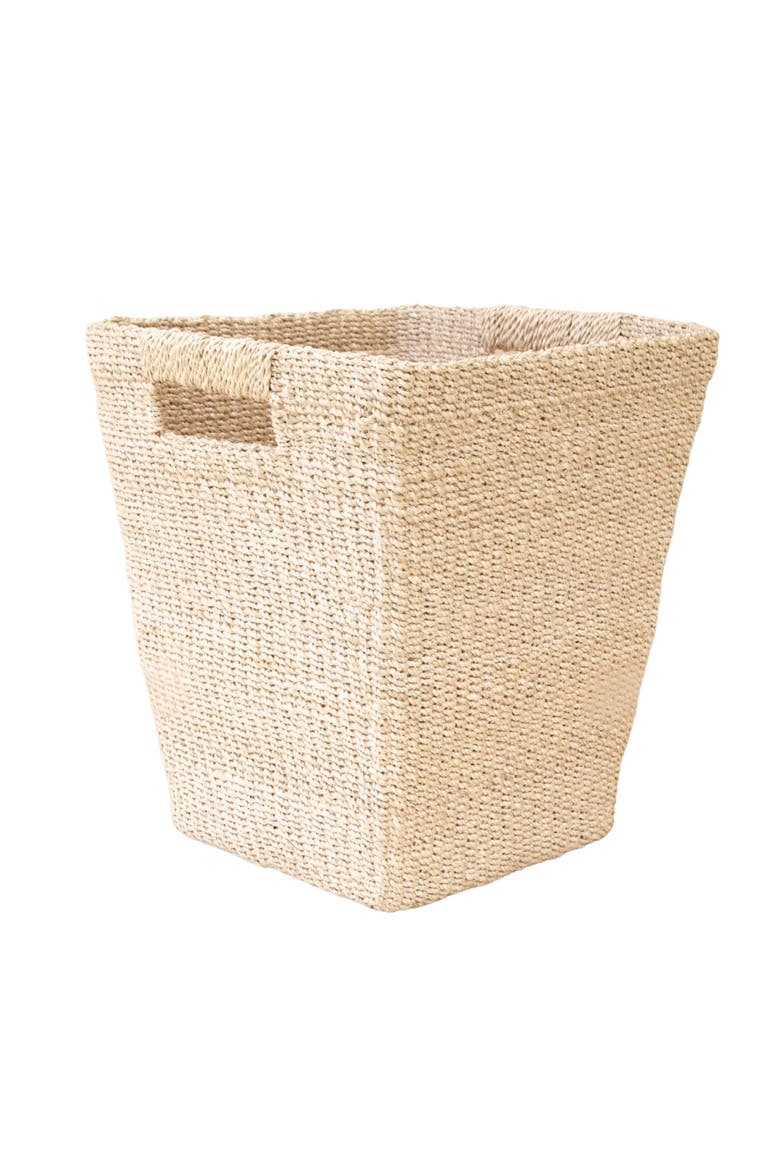 Tapered Square Floor Basket with Cutout Handles, Main, color, Natural