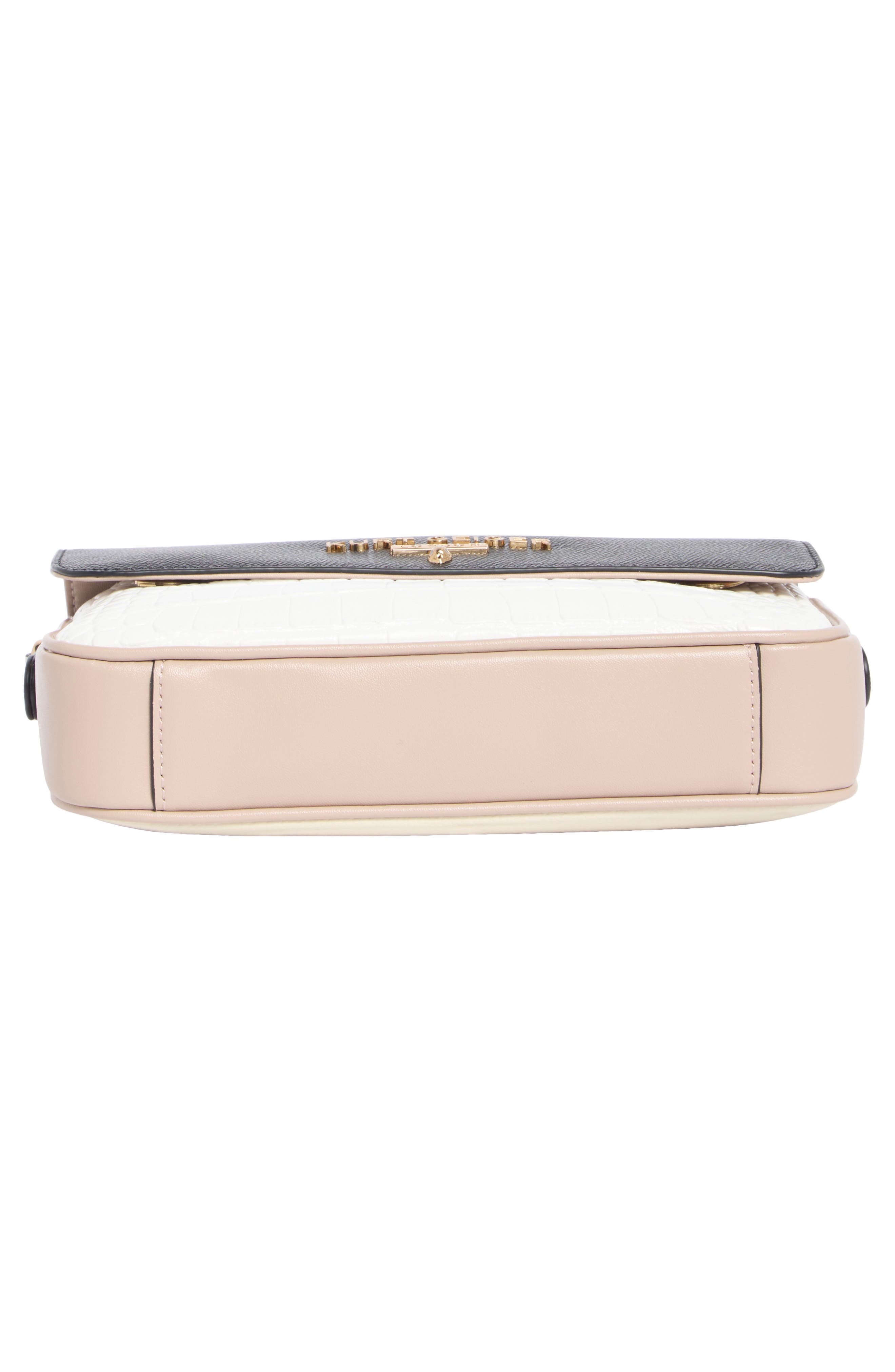 Kurt Geiger London Highgate Flap Leather Camera Bag, Alternate, color, Black/ Beige Multi