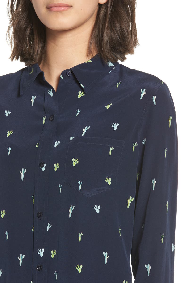 Rails Kate Cactus Print Silk Shirt, Alternate, color,