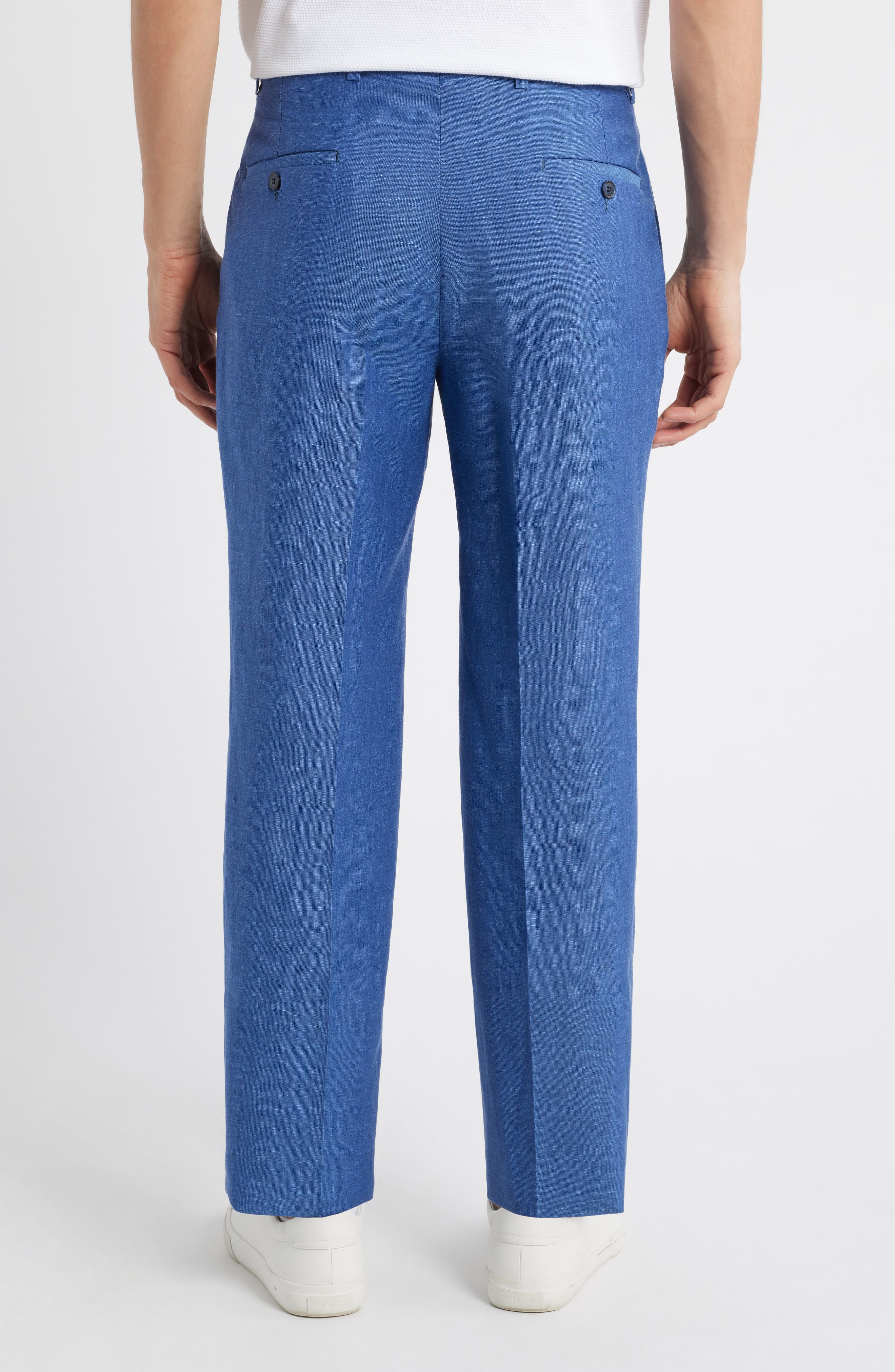 Harker Blue Flat Front Wool & Linen Dress Pants - image 2