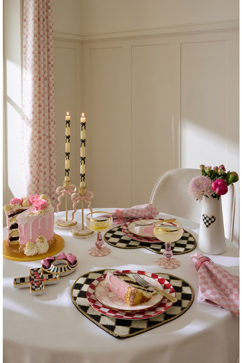 Black & White Check Heart Placemat, Alternate, color, BLACK/ WHITE