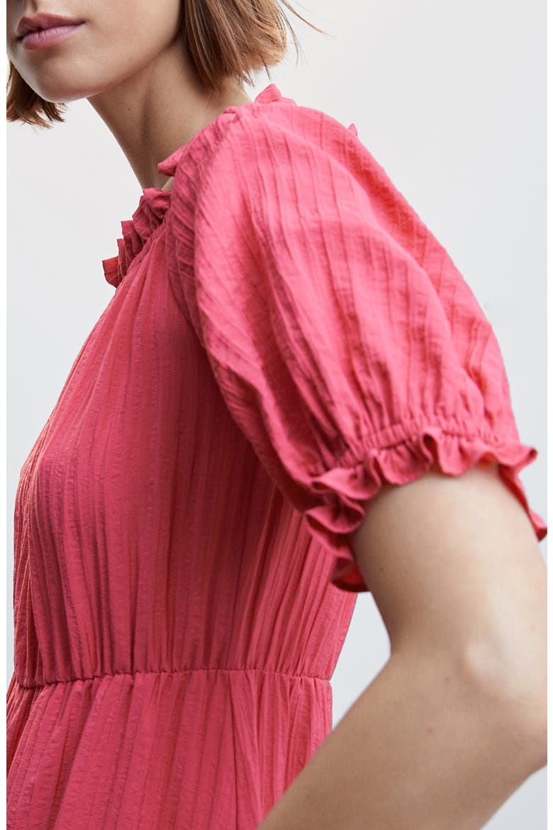 Puff Sleeve Tiered Midi Dress, Alternate, color, FUCHSIA