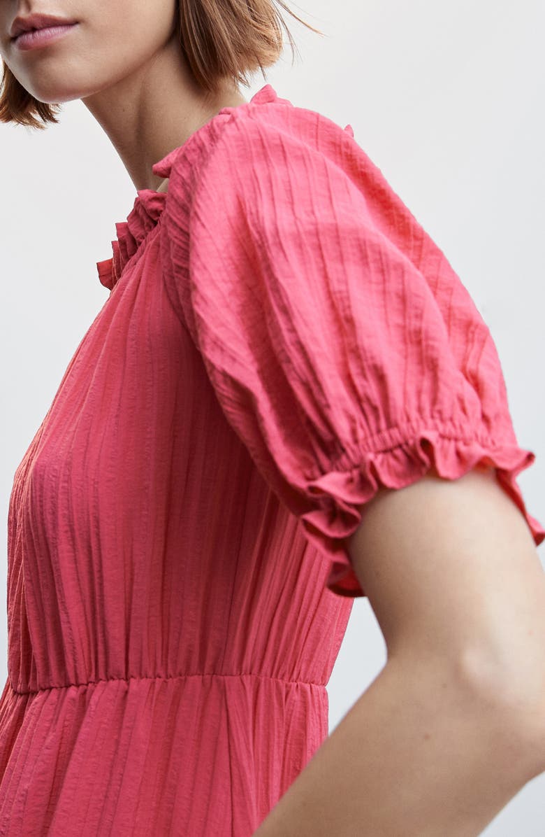 MANGO Puff Sleeve Tiered Midi Dress, Alternate, color,
