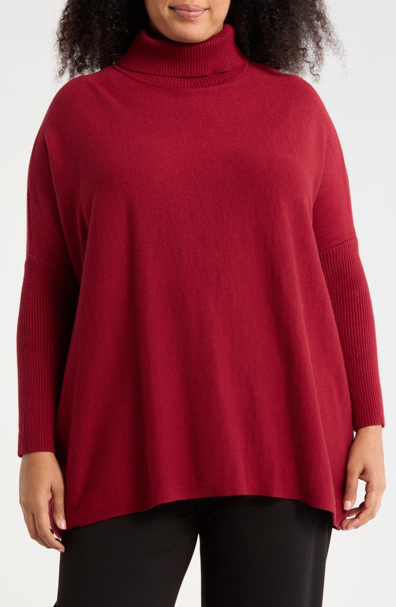 Joseph A Oversize Turtleneck Sweater, Main, color, Merlot