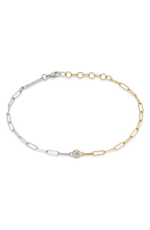 Zoë Chicco Diamond Bezel Mixed Paper Clip Chain Bracelet In 14k Yellow Gold